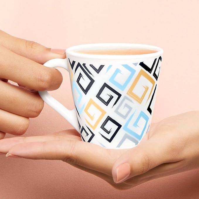 Larah by Borosil Novelty Series Ember Opalware Mug | Set of 6 Tea/coffee Mugs | 160 Ml Each