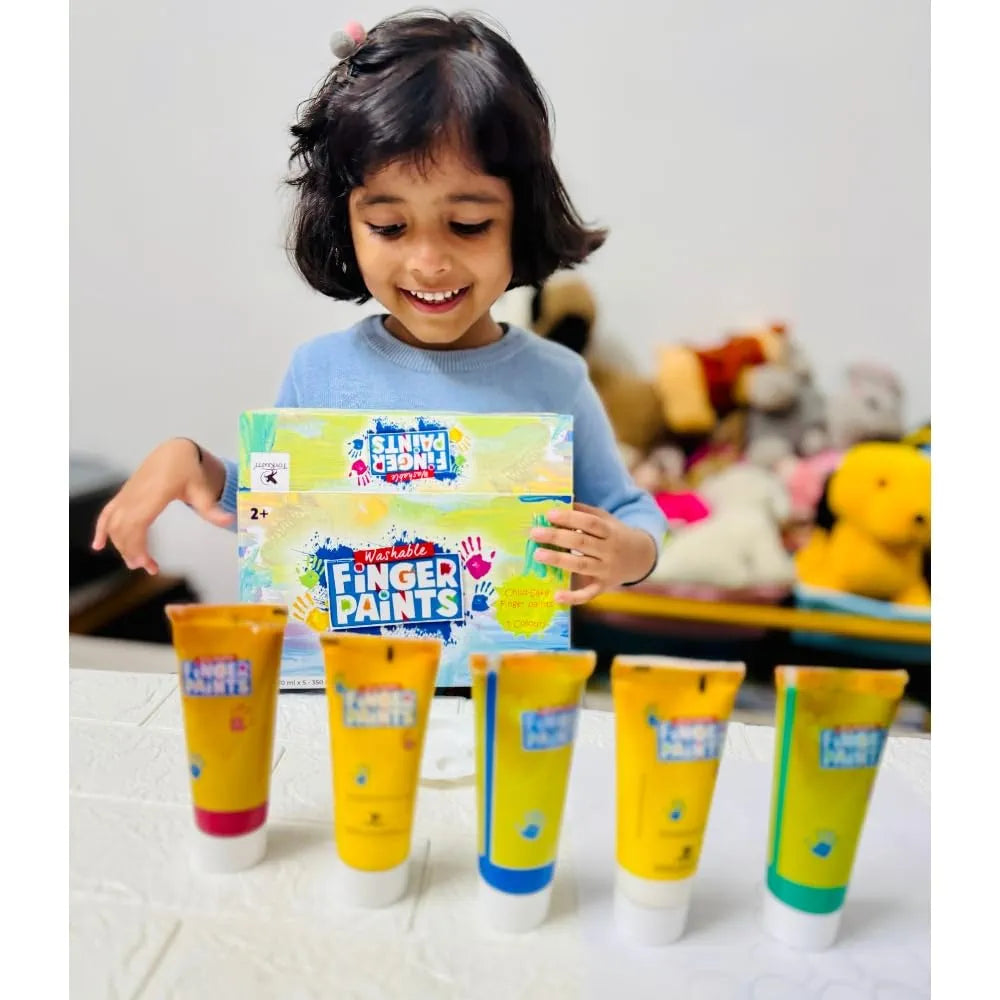 TOYKRAFTT Finger Paints Non Toxic Colours, Hand Painting Colours For Kids And Toddlers, Finger Painting For 2 To 5 Years Old, Baby Safe Colors, Multicolor