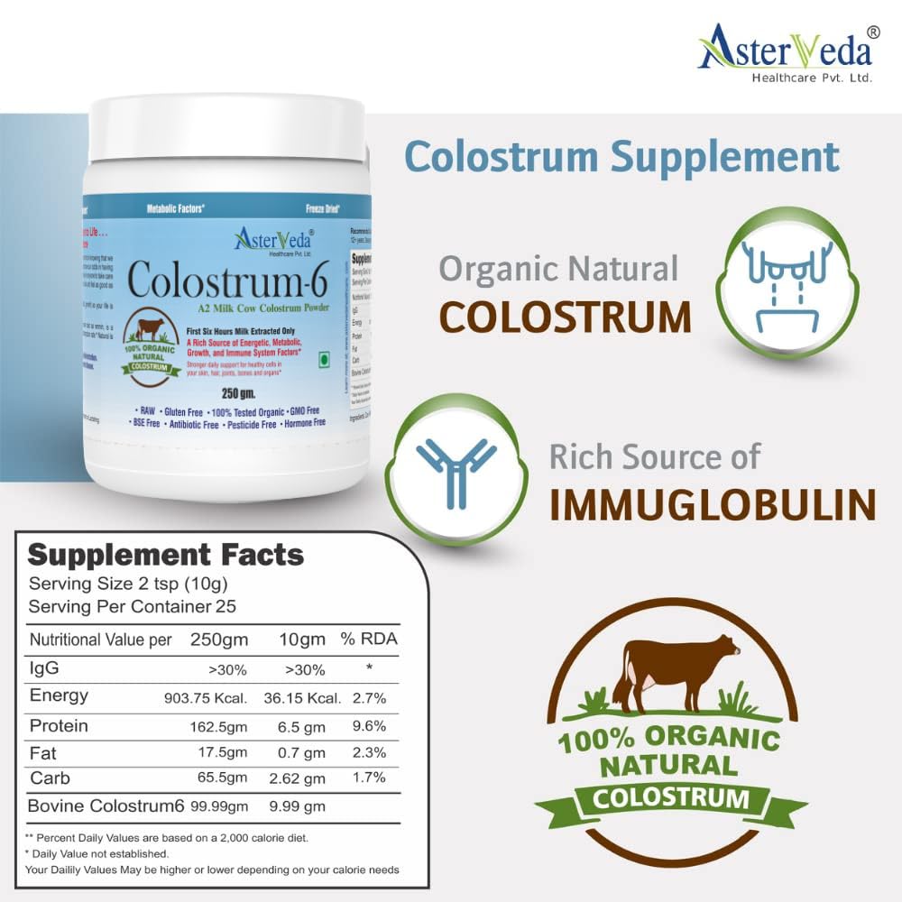 Asterveda Organic Gir Cow Colostrum Powder - 250 gms