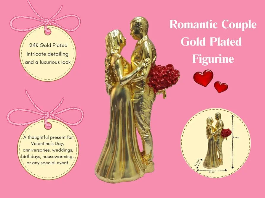 Gold Art India Couple Figurine Gold-Plated Matte Finish
