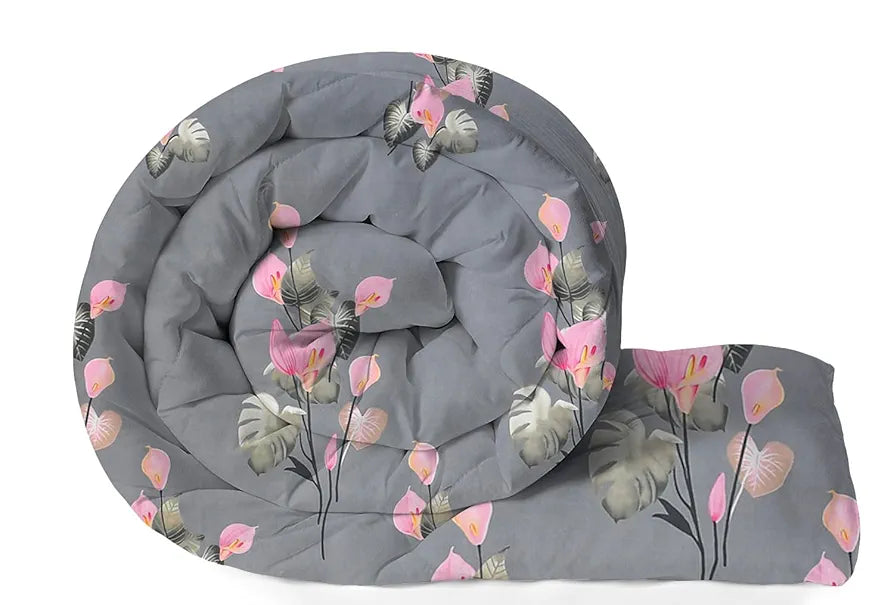 BSB Home Super Soft Glace Cotton Microfiber AC Comforter Double Bed Blanket Duvet Dohar Grey,Yellow & White