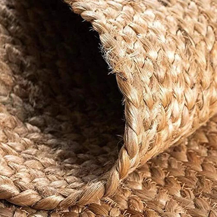 The Home Talk Natural Handcrafted Braided Round Jute Rug 80 cm Beige
