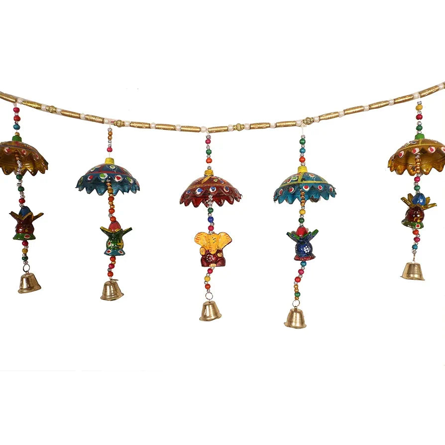 Heart Home Handcrafted Kalash Toran Umbrella Hanging Bandarwal Door Hanging Windchime