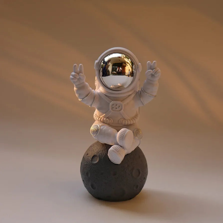 Street27 Sitting Astronaut Figurine Showpiece Silver for Home Décor Idols for Office Desk Table Astronaut Toy
