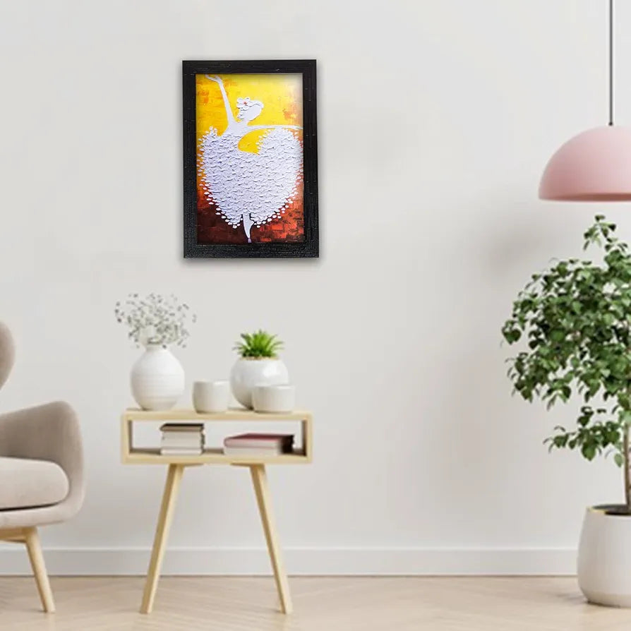 Lifehaxtore Abstract Art Wooden Dancing Girl Framed Painting