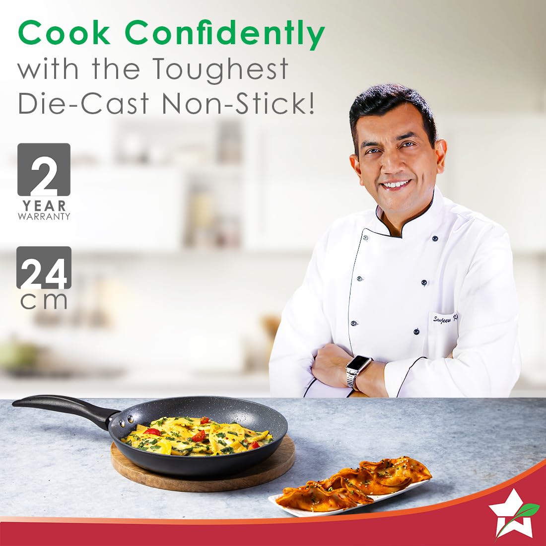 Wonderchef Duralite Die-cast Non Stick Fry Pan 24cm | 1.2 L | Grey