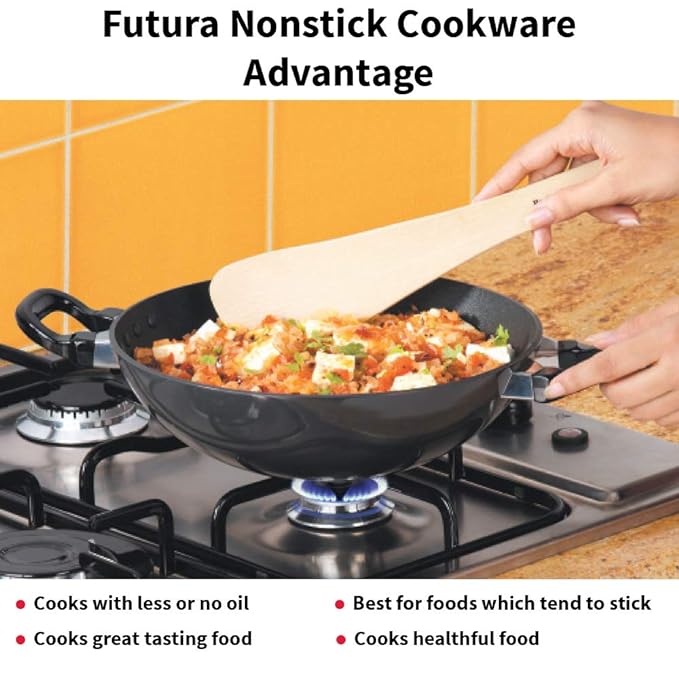 Hawkins Futura 1.5 Litre Deep Fry Pan Non Stick Kadai with Stainless Steel Lid
