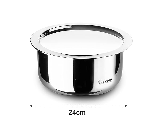 Crystal TriPro -Triply Stainless Steel Tope with Lid - 24 cm (Induction Bottom) - 1900 gms