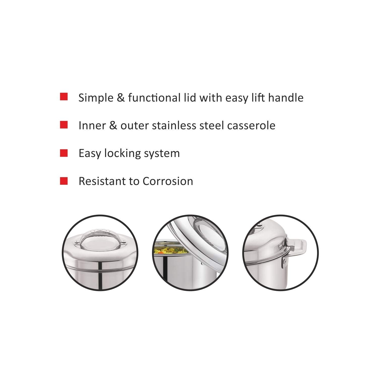 Cello Maxima Stainless Steel Double Walled Insulated Casserole | Silver | 2000ml