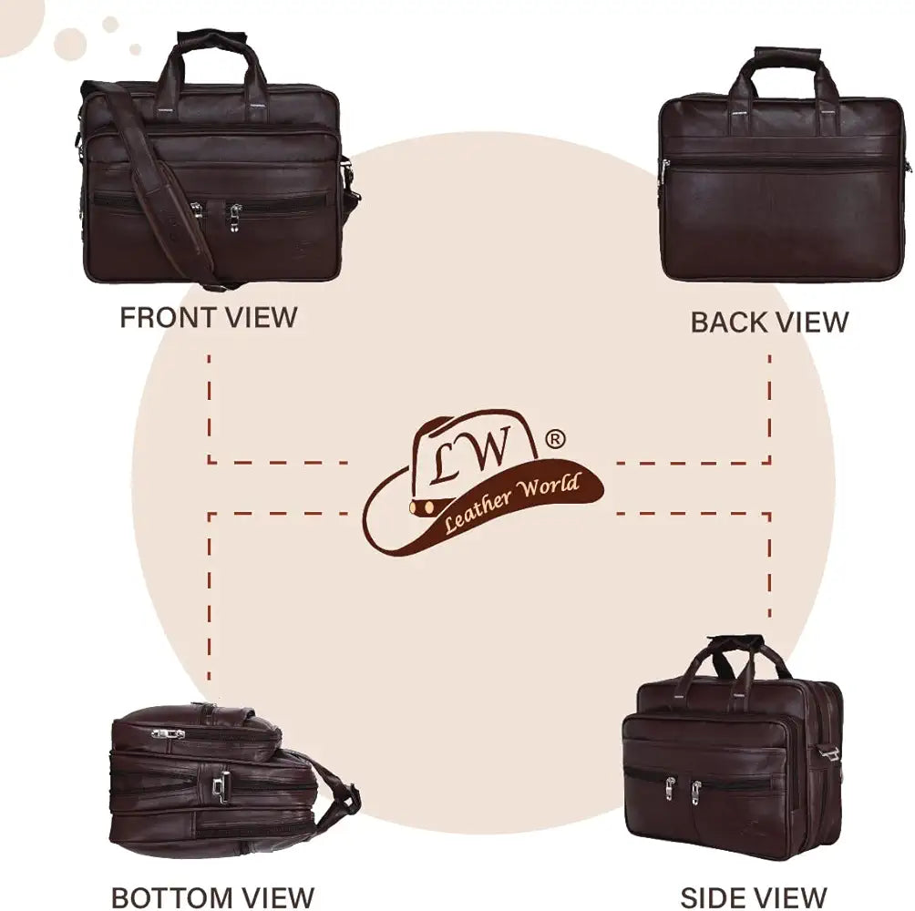 Leather World Expandable PU 15.6 inch Laptop Office Bag Men Women Messenger Briefcase