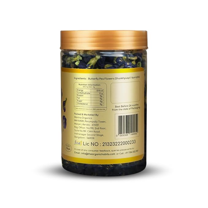 Organic Habits Blue Butterfly Pea Flower Tea 50 Gms | Aparajita Herbal Tea | Anti-oxidant Rich