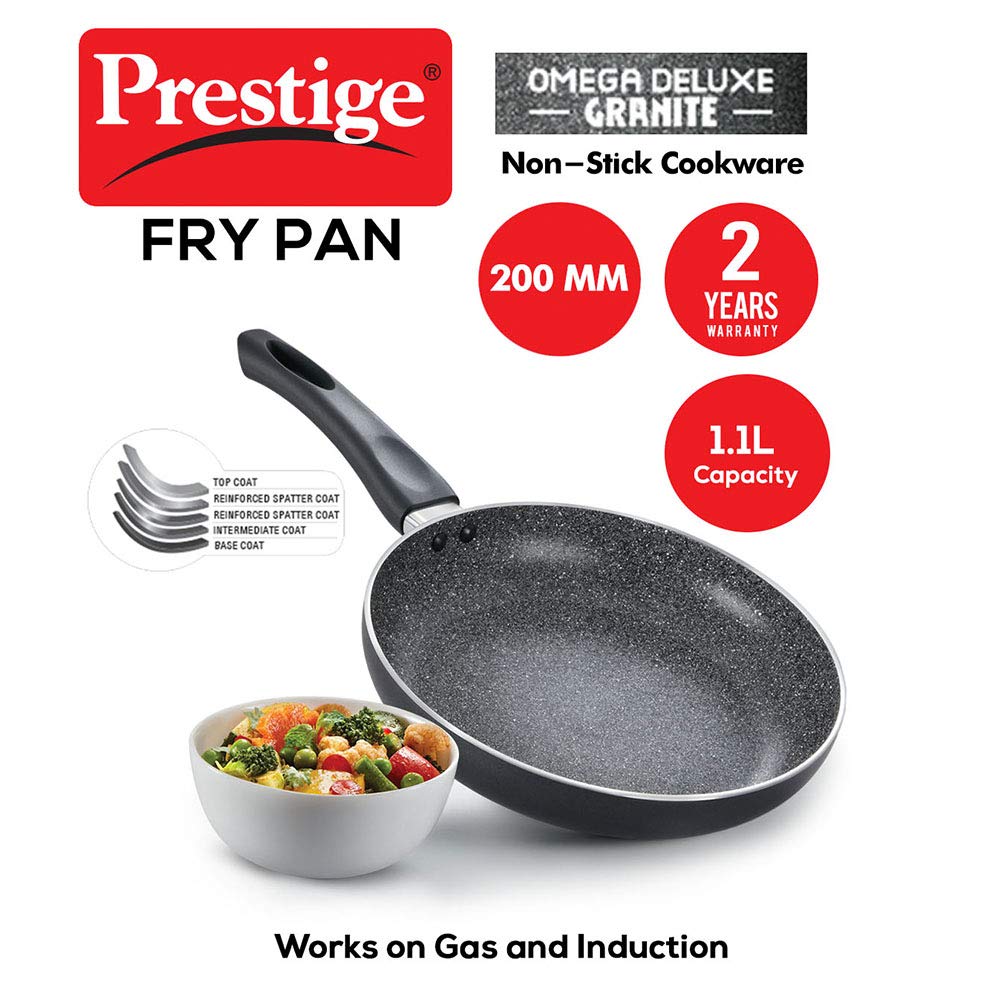 Prestige Non-Stick Omega Deluxe Granite Fry Pan (Omelette Pan) 20 Centimetre