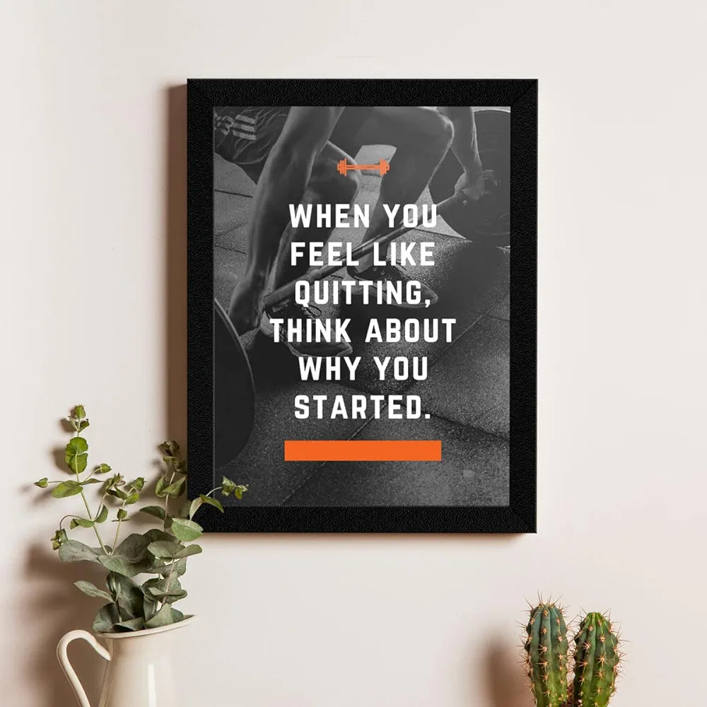 ArtX Paper Big Gym Health Quotes Wall Frame Art Painting AXF00178-MOT Set of 4