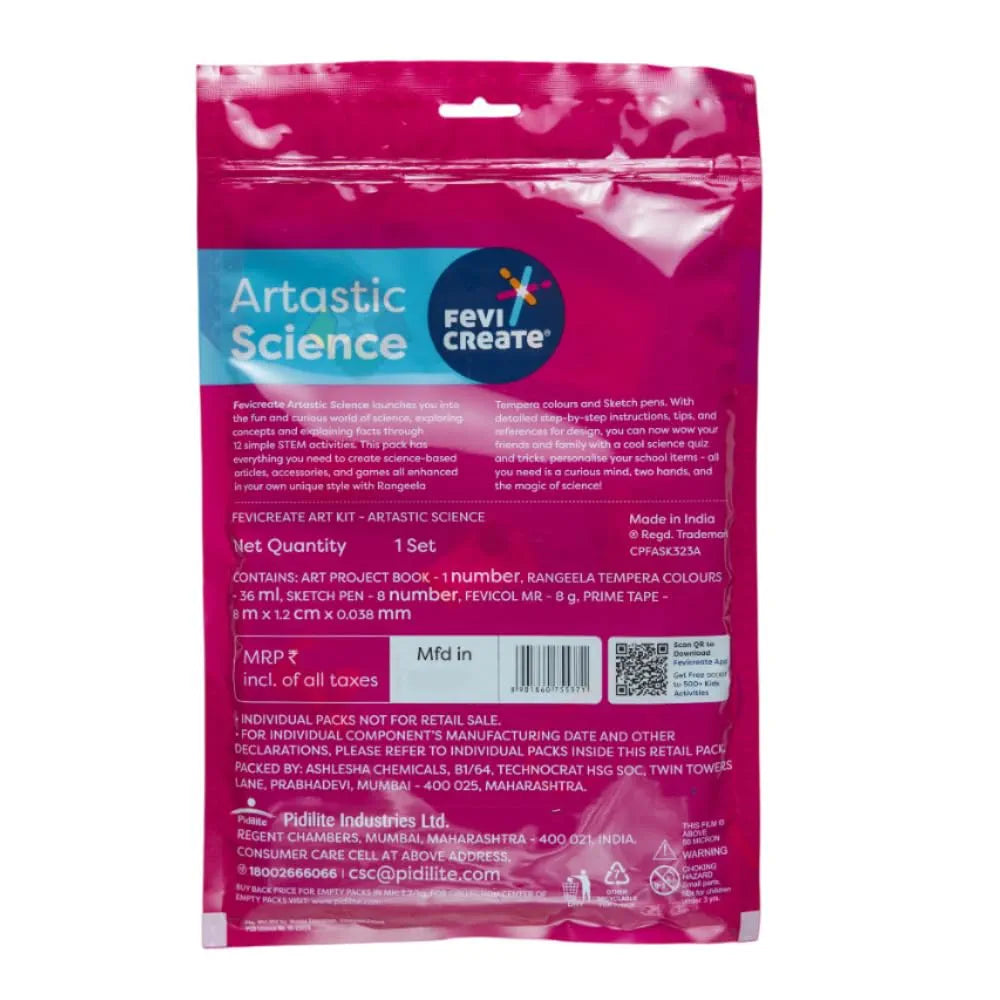 Fevicreate Artastic Science Craft Kit | Project Book with 12 Educational Activities, Colours, Craft Supplies | Fun way to boost child's learning | By Fevicol | Return Gift for Kids Age 8+ years
