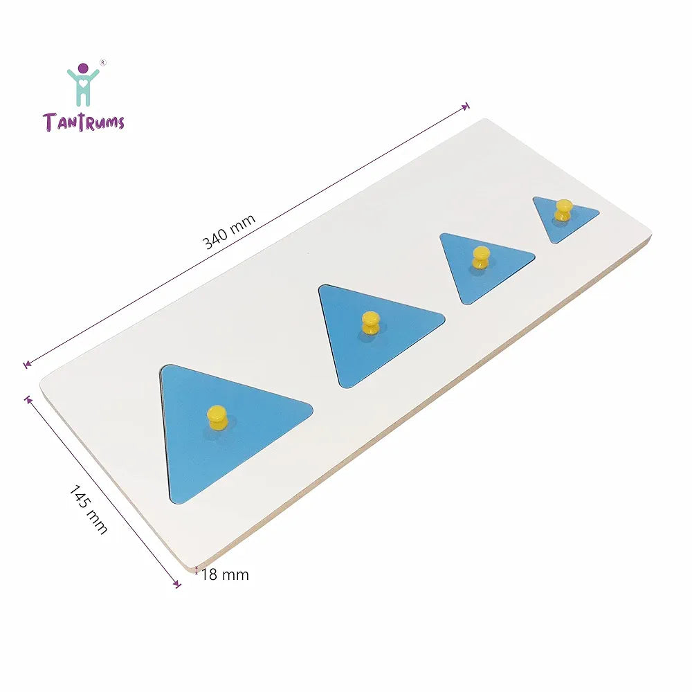 Tantrums Preschool Wooden Triangle Seriation Board Puzzle for Kids Learning Helpful in Developing Hand Eye Concentration and Motor Skills with Self-Correcting Match ups 