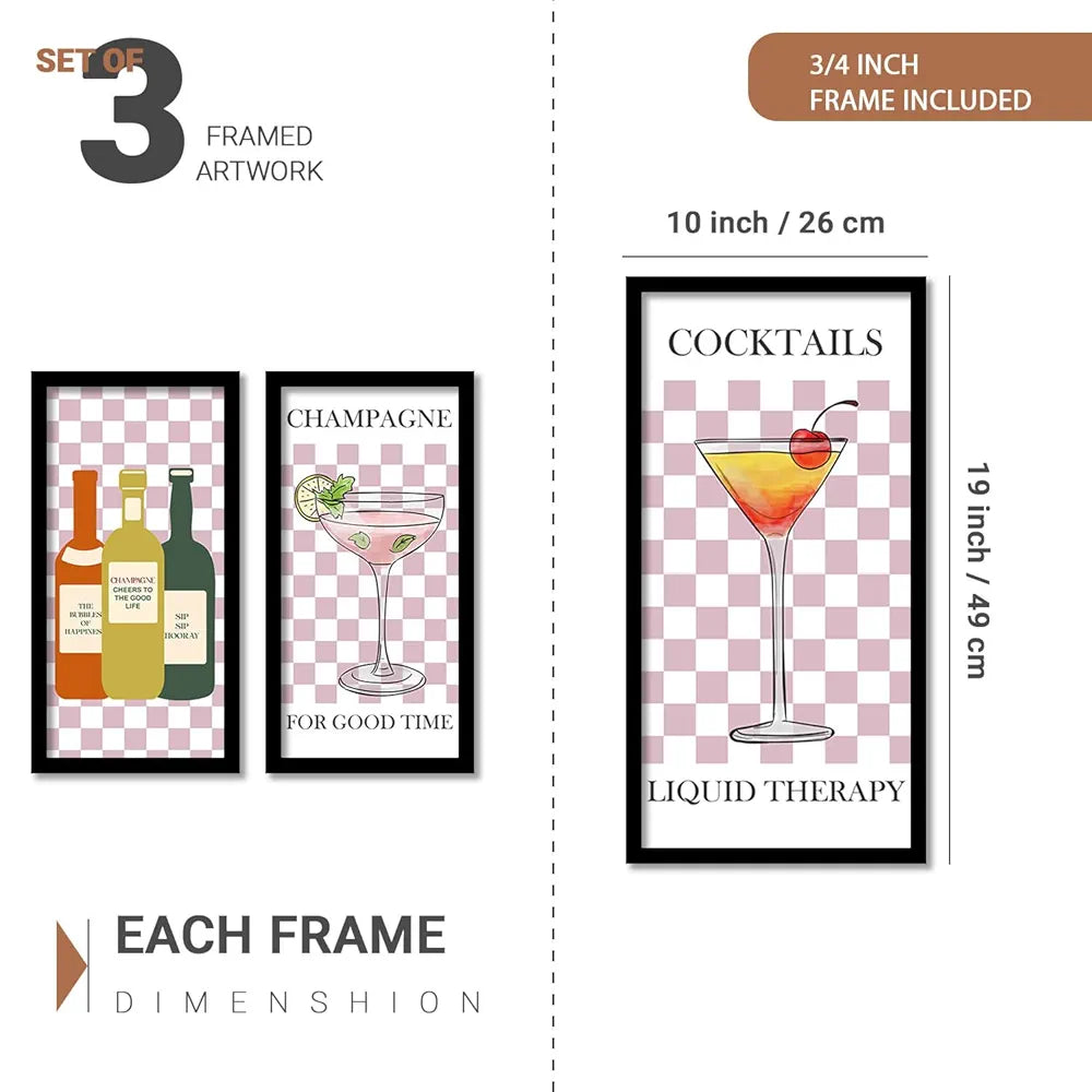Kotart - Framed Posters for Cafe/Restaurant Cocktails  Set of 3