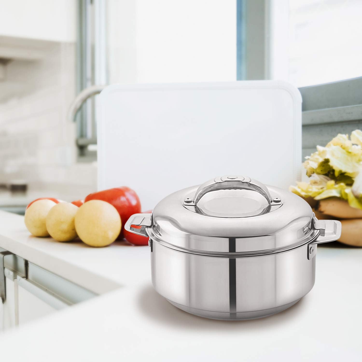 Cello Maxima Stainless Steel Double Walled Insulated Casserole | Silver | 2000ml