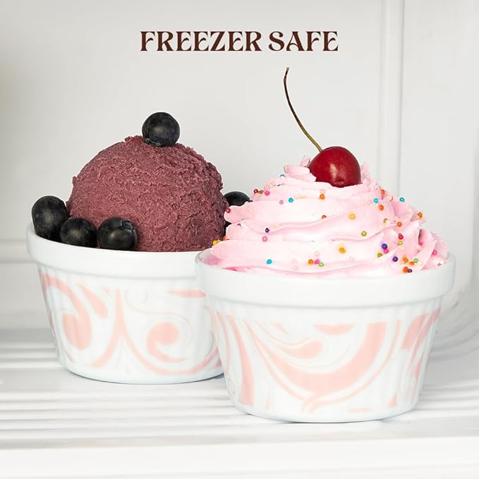 Larah by Borosil Frosty Red Ice Cream Bowl/dessert Set | Set of 6 | Glass | 120 Ml