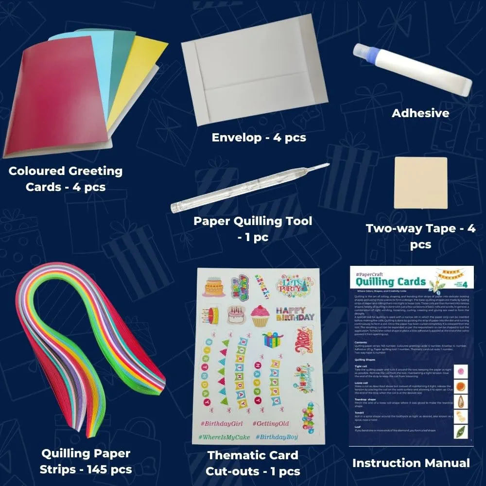 TOYKRAFTT Greeting Cards Making DIY Craft Kit for Girls Boys, Birthday Card for Friends and Family, Art and Craft Kit for 7+ Years Old - Quilling Cards