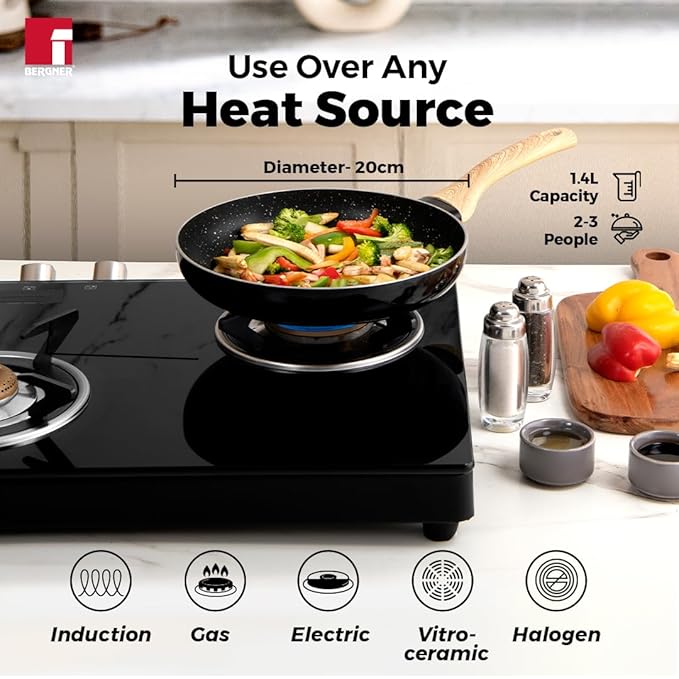 Bergner Bellini Aura NonStick 24 cm Rivetless Fry Pan