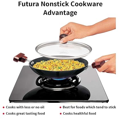 Hawkins Futura 0.9 Litre Breakfast Pan with Glass Lid Nonstick Cookware