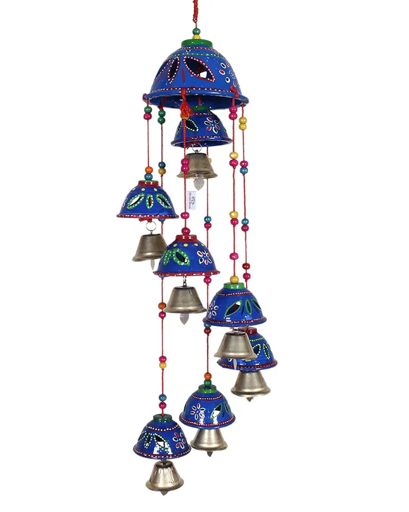 Heart Home Plastic Rajasthani Design Handcrafted Hanging Windchimes Latkan with 8 Bells