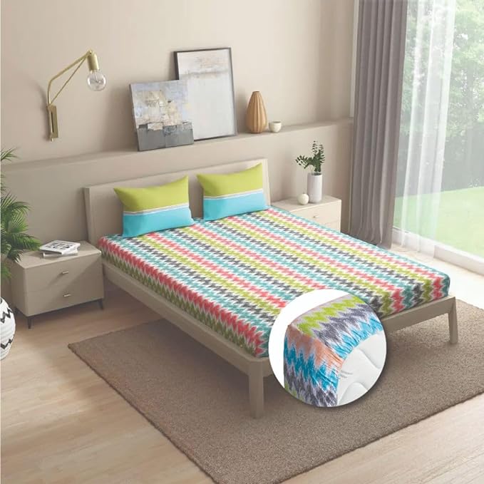 Wakefit Bedsheet For King Size Bedsheet King Size Bed Cotton 2 Pillow Covers Elastic Sheet Parisa Colour