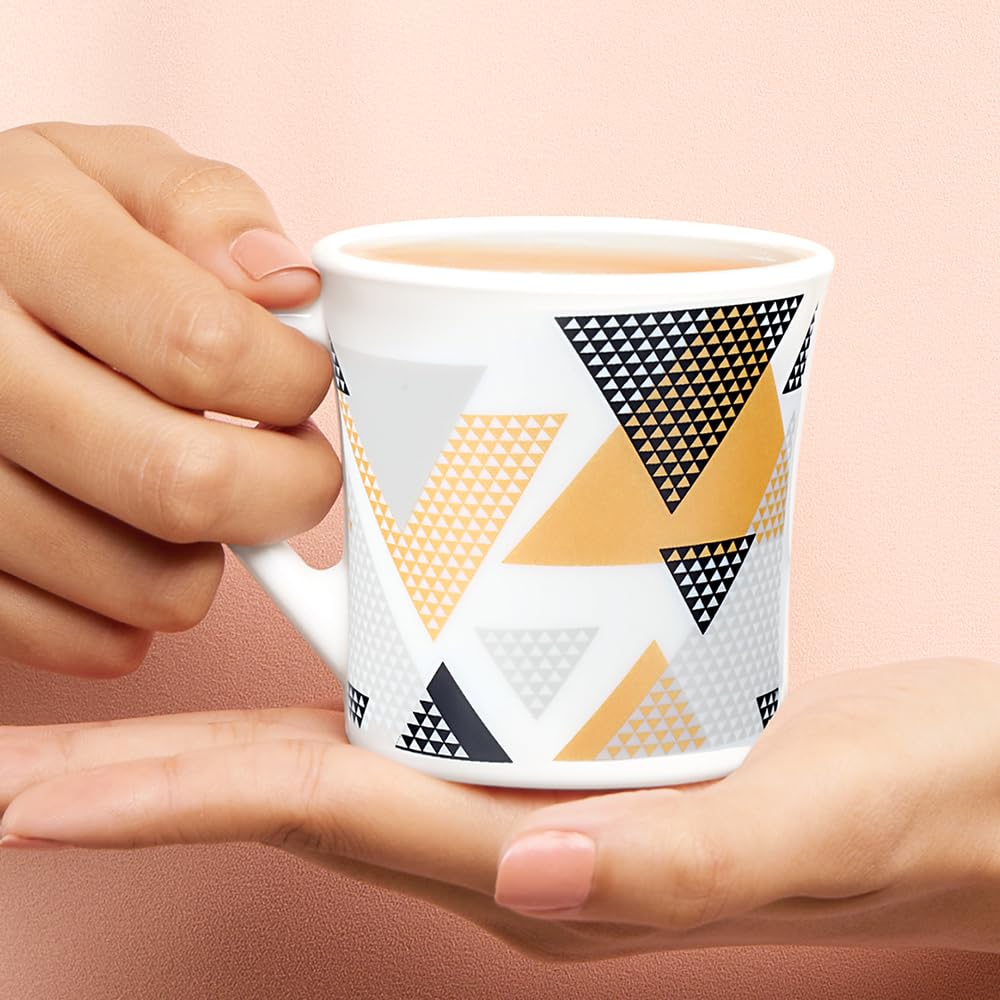 Larah by Borosil Crysta Series Nivaah Opalware Mug | Set of 6 Tea/coffee Mugs | 160 Ml Each