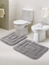 Saral Home Cotton Anti Slip Bathmat Set with Contour Colour Grey