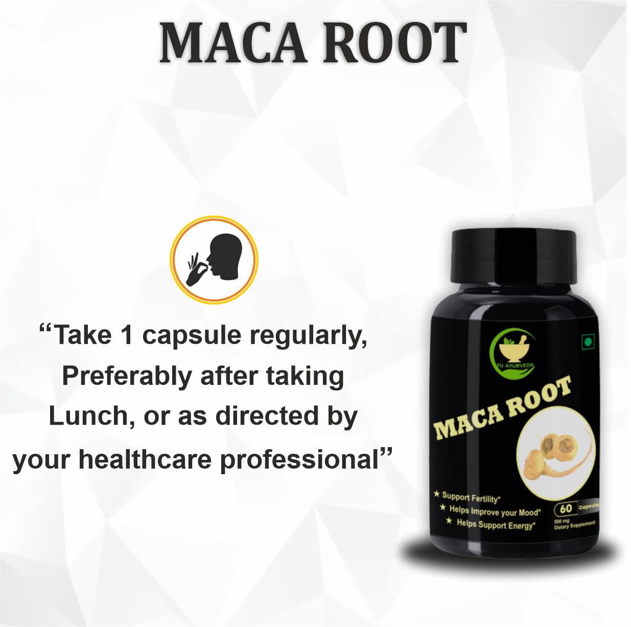 Fij Ayurveda Maca Root Extract Dietary Supplement For Men & Women - 60 Caps