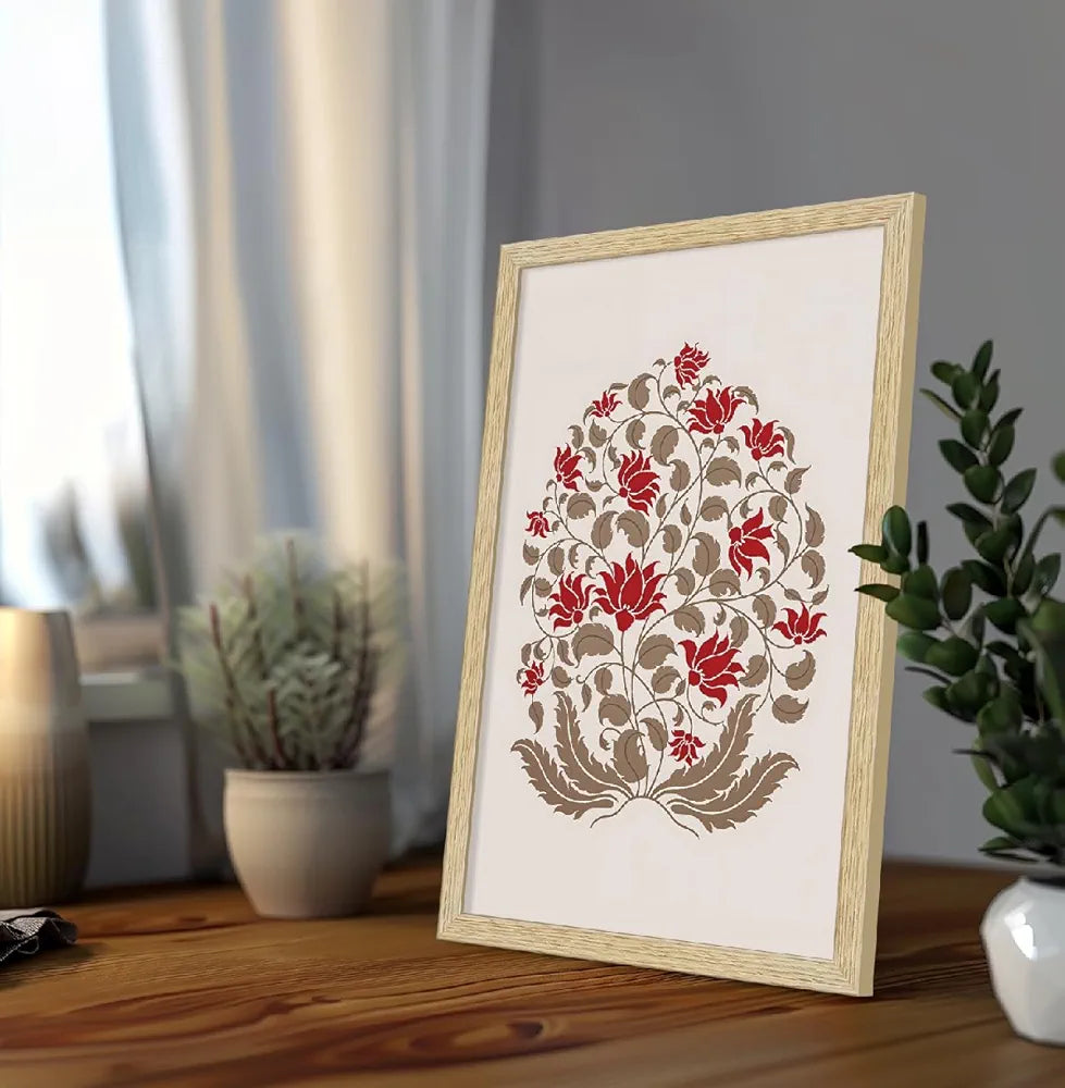 ArtX Paper Madhubani - 04 Floral Paintings with Frame Set of 3