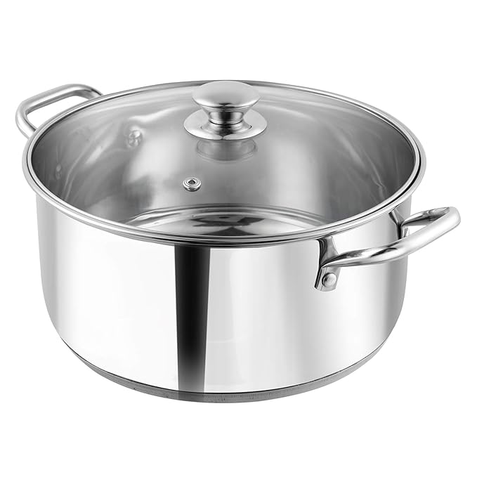 Vinod Roma Stainless Steel Saucepot with Glass Lid - 2.2 Litre, 18 cm | Sandwich Bottom | Rivetted Handle