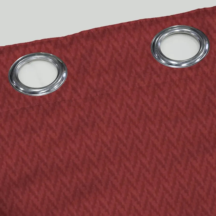 Divine Casa 5 Feet Zig Zag Design Window Curtains Colour Maroon Lightweight Polyester Panels with Metal Grommets Modern Home Decor (Pack of 2)
