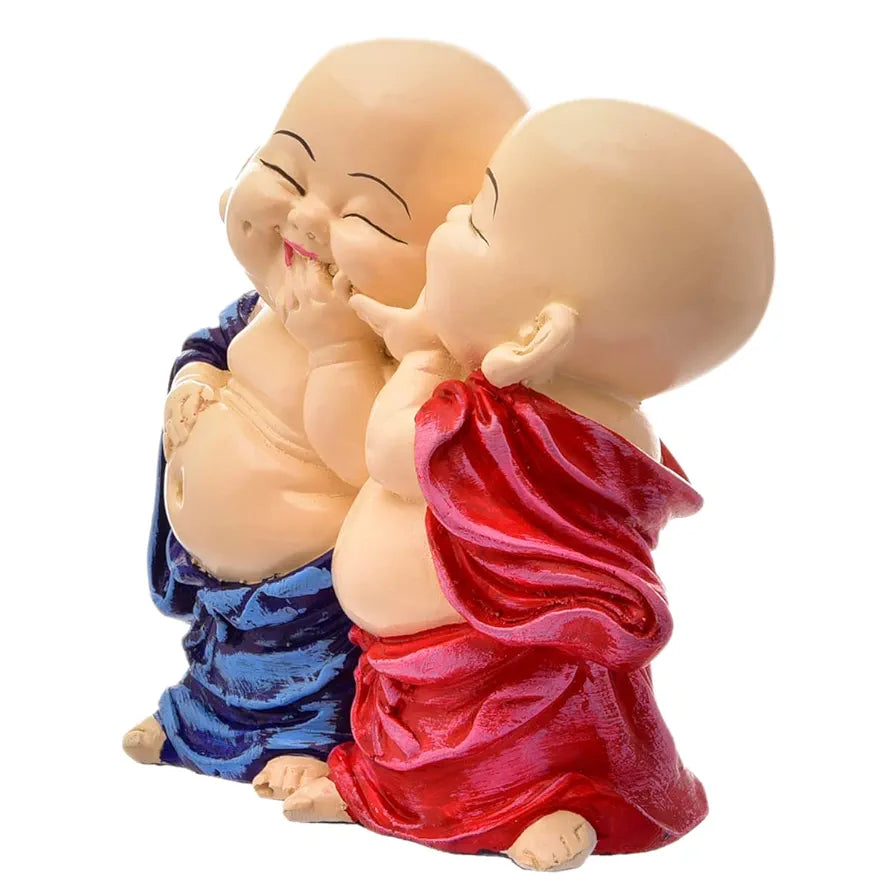 Karigaari India Handcrafted Resine Little Laughing Buddha Monk Sculpture