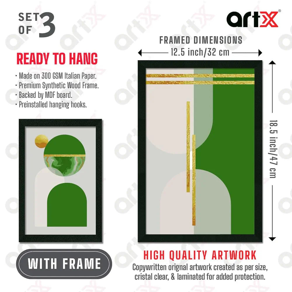 ArtX Paper Boho Aesthetic Wall Painting Multicolor Set Of 3