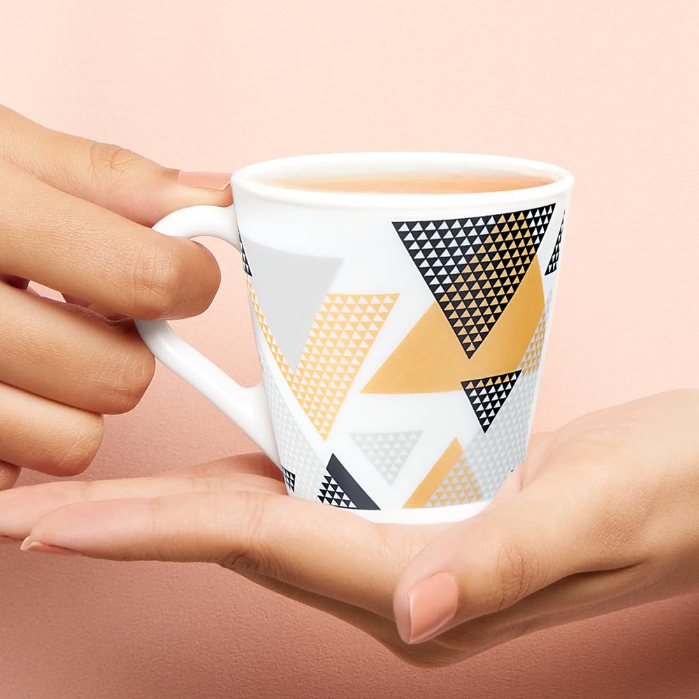 Larah by Borosil Novelty Series Nivaah Opalware Mug, Set of 6 Tea/coffee Mugs | 160 Ml Each