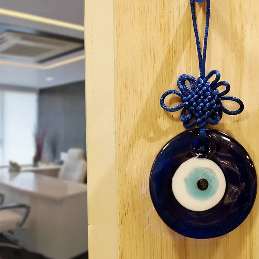 Shubhanjali Glass Evil Eye Hanging for Home 3 Inch