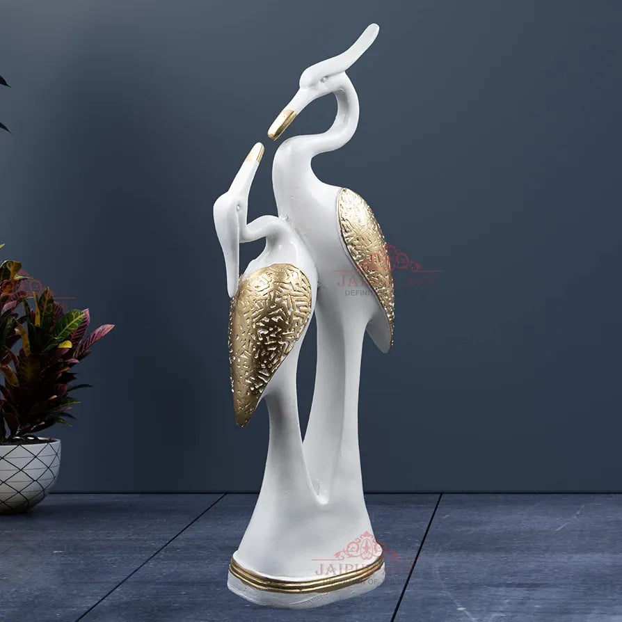 Jaipur Ace Resin Paradise Pair of Kissing Swan Couple Statue Sculptures Showpieces Creative Abstract Design Art Figurine Kissing Swan White