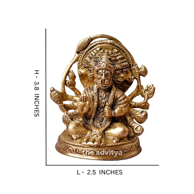 The Advitya Brass Statue/ Idol of Lord Panchmukhi Hanuman | Hinduism God Idol