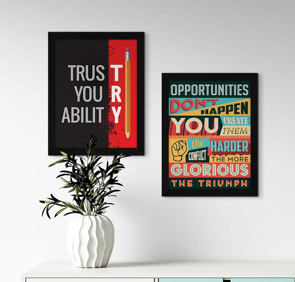 ArtX Paper Motivational Quotes Wall Frames AXF00115-MOT Set of 4