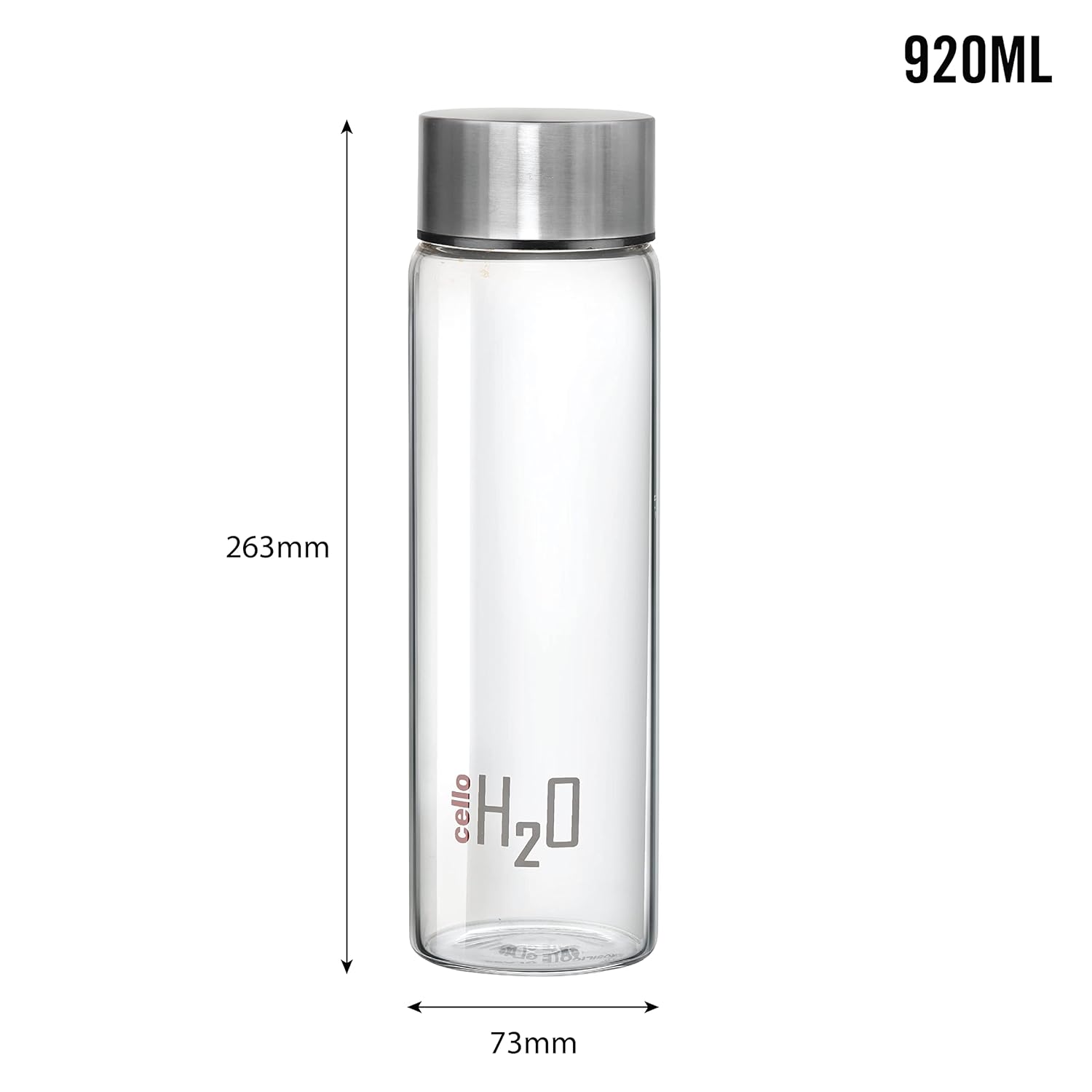 Cello H2o Steelox Glass Water Bottle | Glass Fridge Bottle | 920 Ml | Set of 6