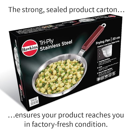 Hawkins 20 cm Frying Pan Triply Stainless Steel Fry Pan Induction Frying Pan