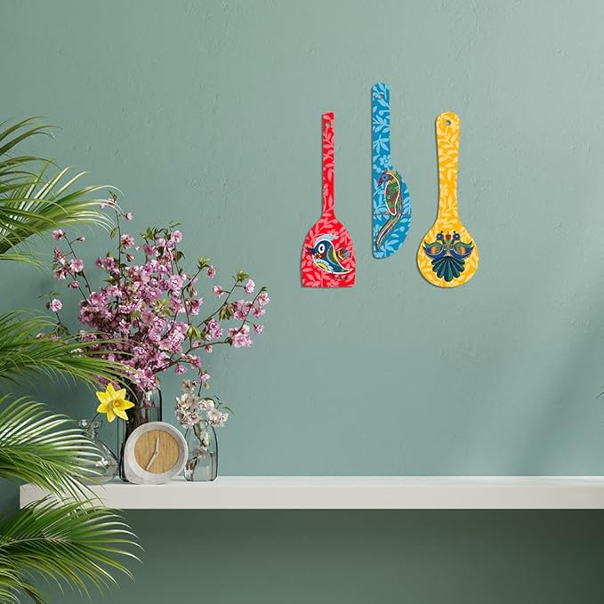 Artvibes Birds Wooden Wall Hanger for Home | Set of 3