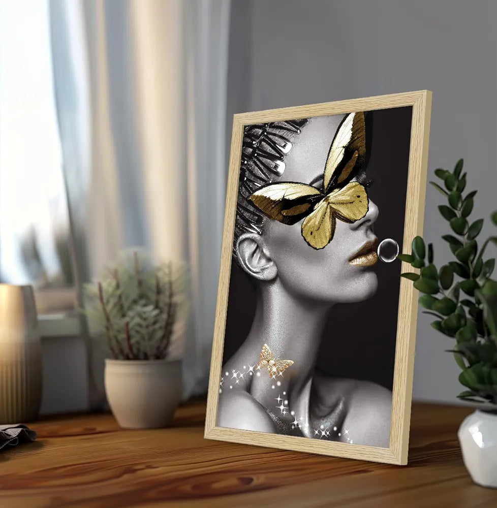 ArtX Paper Women Aesthetic Wall Decor Paintings with Frame AXII-20-GRL Set Of 2