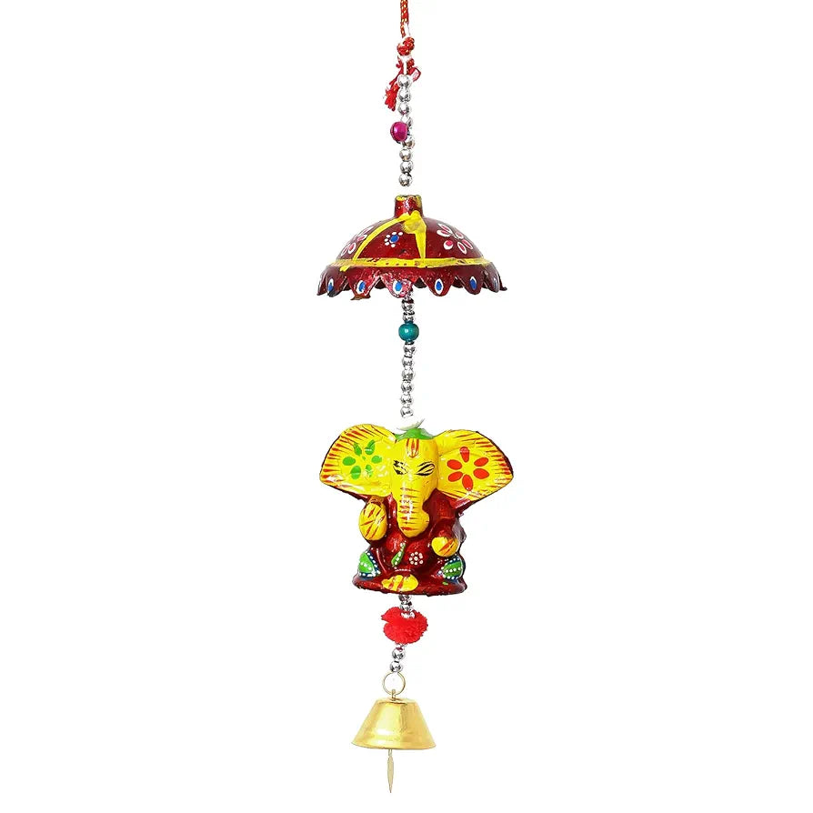 eCraftIndia Handcrafted Decorative Lord Ganesha Wall Hanging Bell STRGAN501