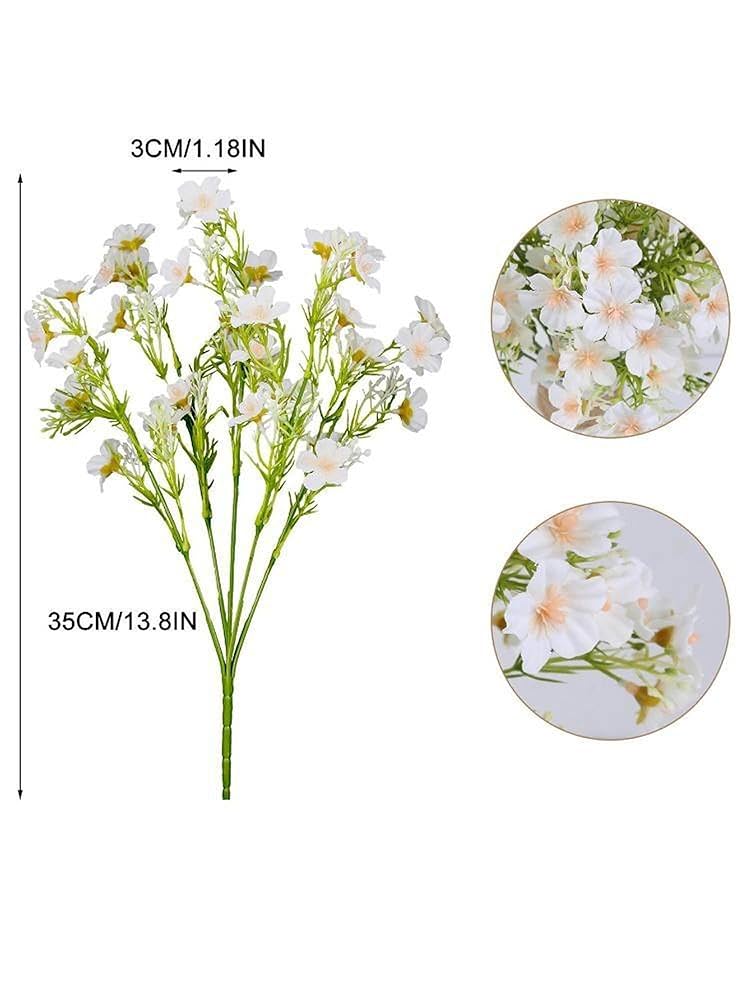 Silk Flowers Plastic Stems 2 Pcs Artificial Flowers Bunch Milan Baby Breath 35cm Flower4