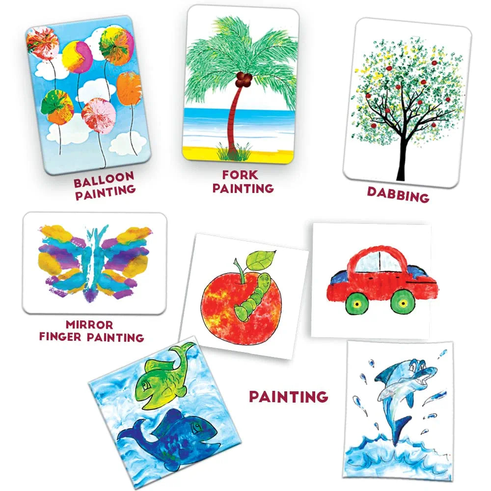 TOYKRAFTT Finger Painting for Toddlers, 4-in-1 Activity Toys for 2+ Year Old, Non Toxic Child Safe Colours for Kids, Gift for 2 to 5 Year Olds, Finger Painting Mega Kit