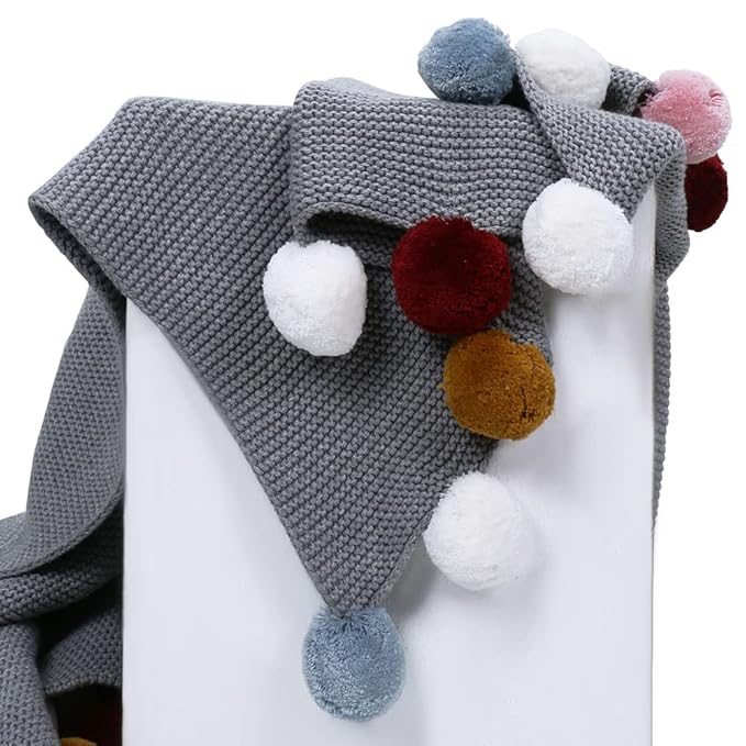 Haus & kinder Cotton Knitted Blanket for New Born Baby Colour Grey