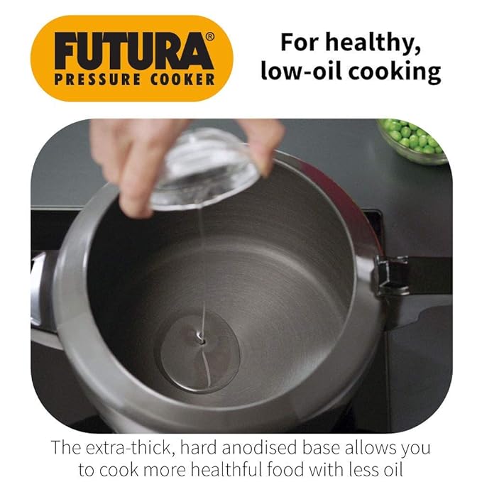 Hawkins Futura 4 Litre Pressure Cooker Hard Anodised Inner Lid Pressure Cooker Pan Cooker Black
