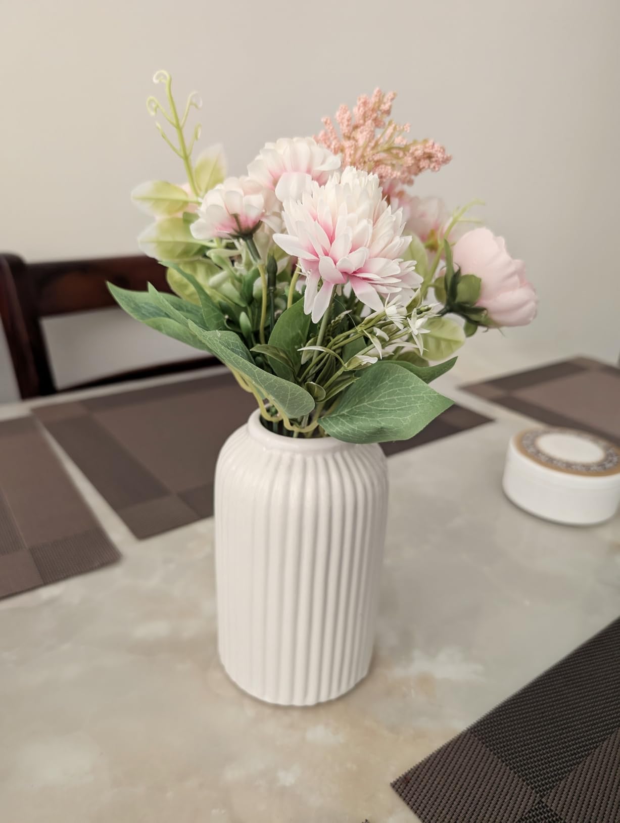 Artificial Multiflora Flower Roses Fake Sticks Bunch Decorative Without Vase Peach Fabric